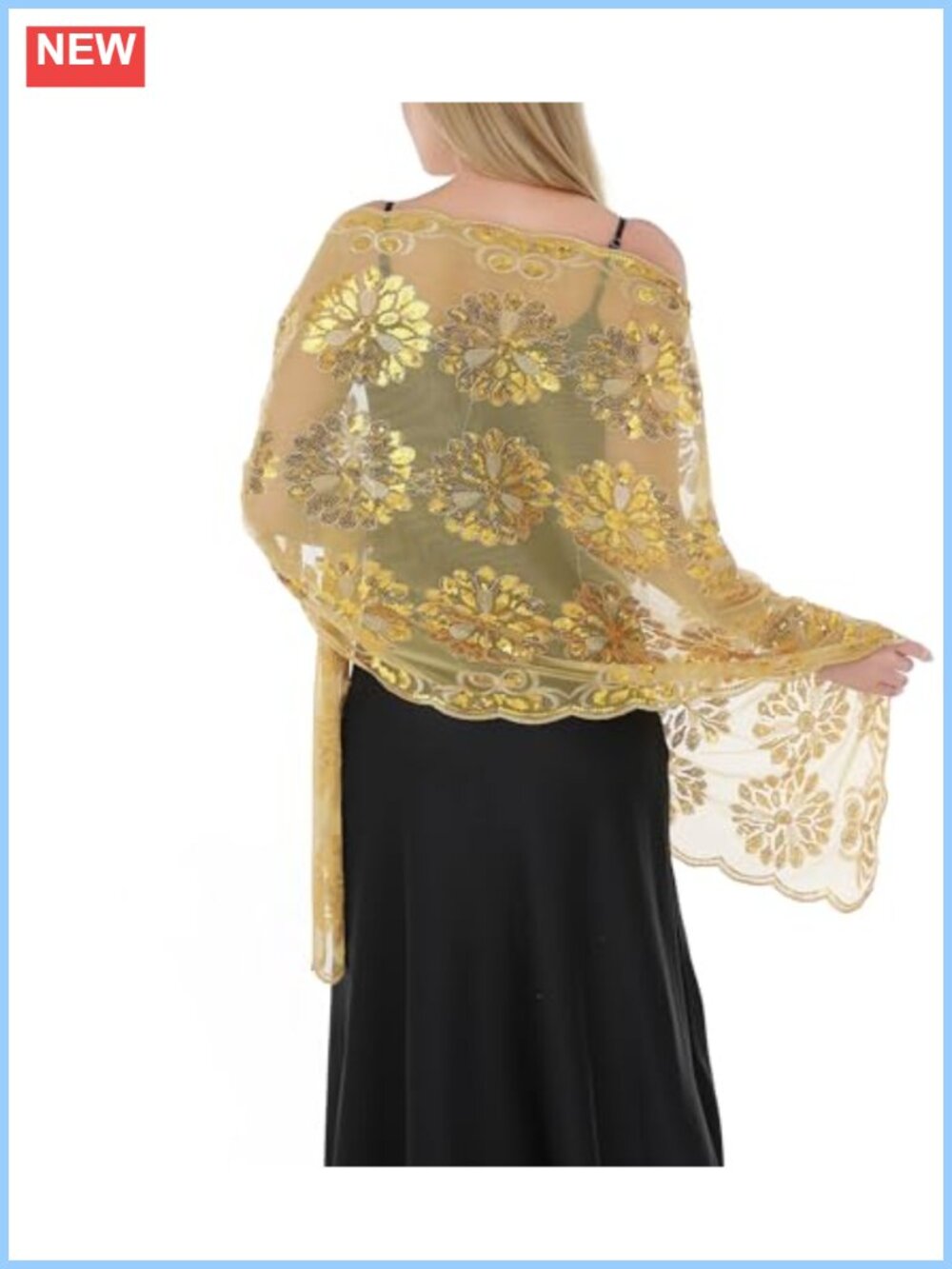 Women's Chiffon Sequin Lace Evening Wrap Shawl for Dresses Weddings Formal
